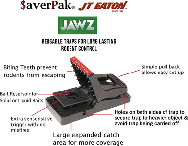 4 Pack - Includes 4  Jawz Mouse Traps for Use with Solid or Liquid Baits