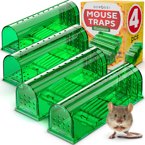 Image of Humane Catch and Release Mouse Traps Pack of 4 - Perfect for House, Indoor & Outdoor - Easy Set Durable Mice Traps, Safe for Children, Pets & Humans - Instantly Remove Unwanted Rodents from Your Home