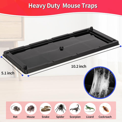 Image of Sticky Mouse Trap, 12 Pack Large Glue Traps, Pre-Baited Heavy Duty Non-Toxic Bulk Glue Boards Mouse Traps Indoor for Mice, Snakes, Rat, Insects, Cockroaches & Spiders, Pet Safe Easy to Use