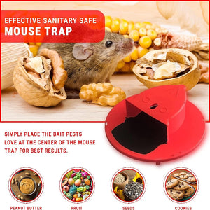 Pack 2 Bucket Lid Mouse Trap, 5 Gallon Bucket Compatible, Mouse Catching Tool, Trap Door Style, Multi Catch, Auto Reset, Indoor Outdoor (Wine)