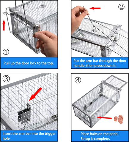 Image of Live Animal Cage Traps for Chipmunks Rats and Mice (Set of 2)