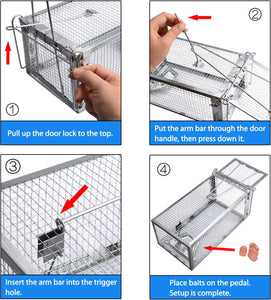 Live Animal Cage Traps for Chipmunks Rats and Mice (Set of 2)