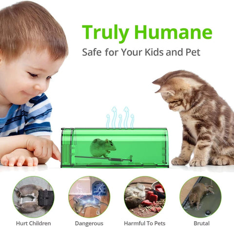 Image of Mouse Traps, Humane Mouse Trap, Easy to Set, Mouse Catcher Quick Effective Reusable and Safe for Families -2 Pack