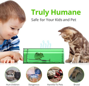 Mouse Traps, Humane Mouse Trap, Easy to Set, Mouse Catcher Quick Effective Reusable and Safe for Families -2 Pack