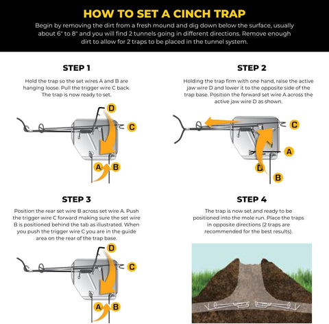 Image of Cinch Gopher Trap - Professional-Grade Gopher Traps That Work Best, Heavy Duty, Reusable Rodent Trapping System - Ideal for Lawns, Gardens, Ranches, and More - Outdoor Use, Medium Size (3 Pack)