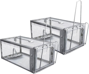 Live Animal Cage Traps for Chipmunks Rats and Mice (Set of 2)