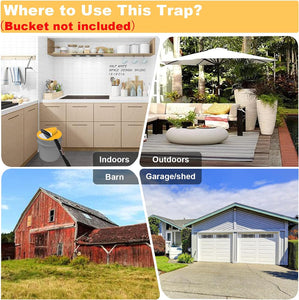Flip N-Slide Bucket Lid Mouse / Rat Trap Cat Pattern Mouse Slide Traps Automatically Resets Humane Trap Door Style, Compatible with 5 Gallon Bucket, Multi Catch Mice Control Traps