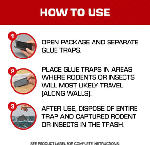 Glue Traps Mouse Size with Eugenol for Enhanced Stickiness for Mice, Cockroaches, and Spiders, 6 Traps