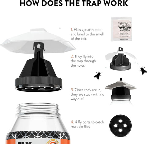 Image of Outdoor Fly Trap [2 Pack] Fly Traps Outdoor with Dissolvable Non-Toxic Bait - Controls Flies for Patios, Hanging Fly Traps with Tie Included