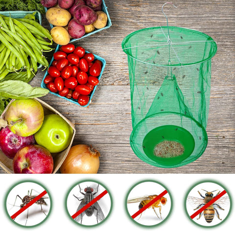 Image of 6 Pack Fly Traps Outdoor, Hanging Fly Catcher with Bait, Fly Killer Cage, Reusable Ranch Fly Traps for Outdoor Farm, Yard, Garden