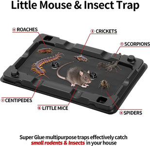 Mouse & Insect Traps 12 Pack, Heavier Sticky Traps with Non-Toxic Glue for Small Mice & Insects. Sticky Mouse Traps Indoor, Easy to Set, Safe to Children & Pets