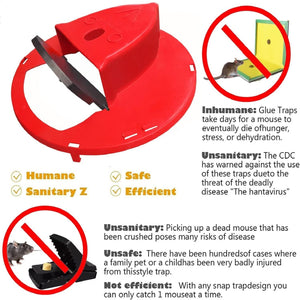 Pack 2 Bucket Lid Mouse Trap, 5 Gallon Bucket Compatible, Mouse Catching Tool, Trap Door Style, Multi Catch, Auto Reset, Indoor Outdoor (Wine)