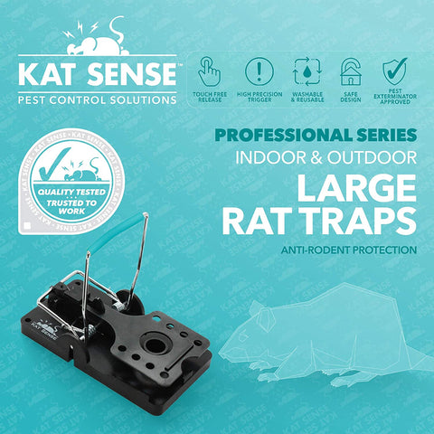 Image of Large Rat Traps, Set of 6, Reusable Pest Control Solutions for Trapping against Mouse, Chipmunk, and Squirrel. Instant Humane Kill Rodent Snap Trap That Work