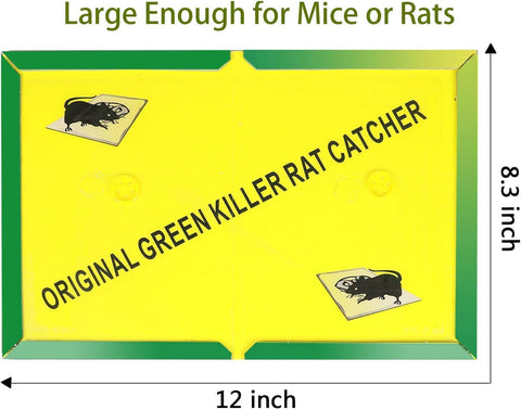 Image of 12 Pack Large Mouse Glue Traps with Enhanced Stickiness, Rat Snake Sticky Pad Board for House Indoor Outdoor, Easy to Set, Extra Large (8.3" X 12")