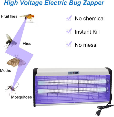 Image of 40W Electric Bug Zapper, Mosquito Zappers Killer Power Grid Fly Killer, Insect Fly Traps Electric Shock Bug Catcher Mosquito Light Bulb for Indoor, Backyard, Patio