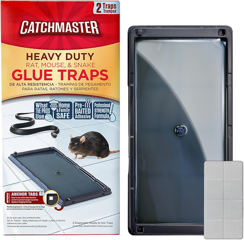 Image of Rat & Mouse Glue Traps with Sticky Putty 2Pk, Large Bulk Glue Rat Traps, Mouse Traps Indoor for Home, Pre-Scented Adhesive Plastic Tray, Snake, Mice, & Spider Traps, Pet Safe Pest Control