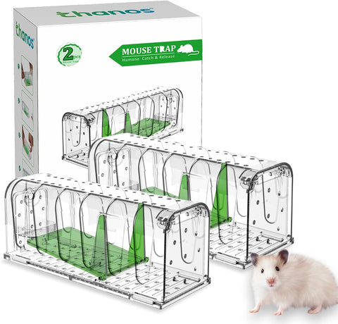 Image of Mouse Traps Rat Traps for Indoor/Outdoor Use Easy to Set Quick Effective Sanitary Kids/Pets Safe for Mice/Rodent Mouse Catcher Humane Mouse Trap (2, Green)